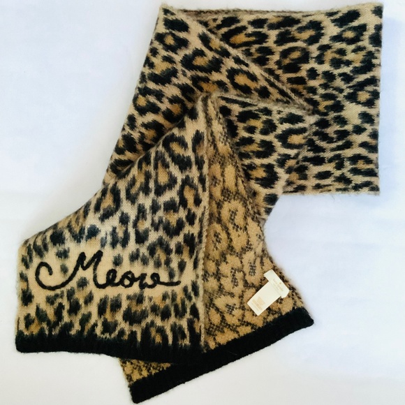 Kate Spade Wool/Mohair “Meow” Leopard Scarf - Picture 1 of 6